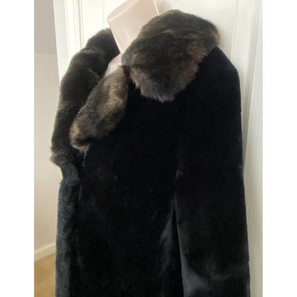 Vintage Borgazia Faux Fur Velvet Coat Womens 14 Black Penny Lane‎ Mob Wife 70s - Picture 5 of 14